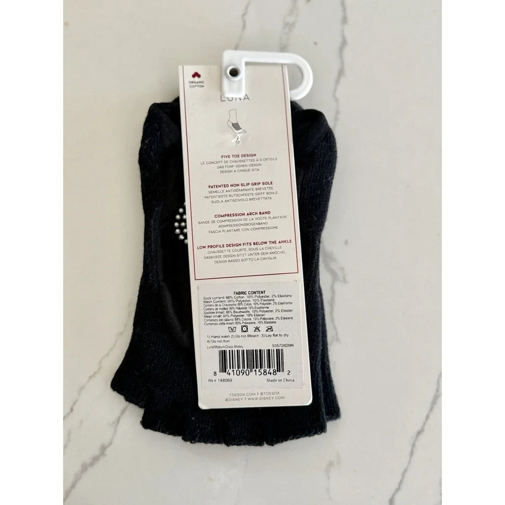 Disney Disco Mickey Toesox Low Half Full Toe Grip Socks W Size 8.5-10.5 Pilates